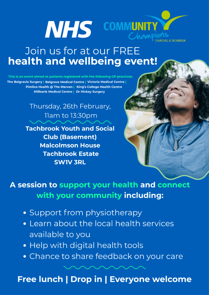 Poster for free health and wellbeing event on February 26th